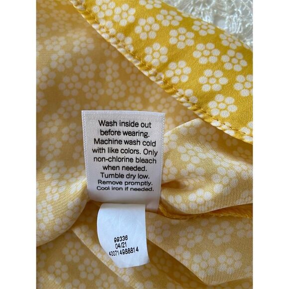 Lauren Conrad Floral Ruffle Tank Top Sleeveless Yellow V Neck Size XS - Picture 5 of 9